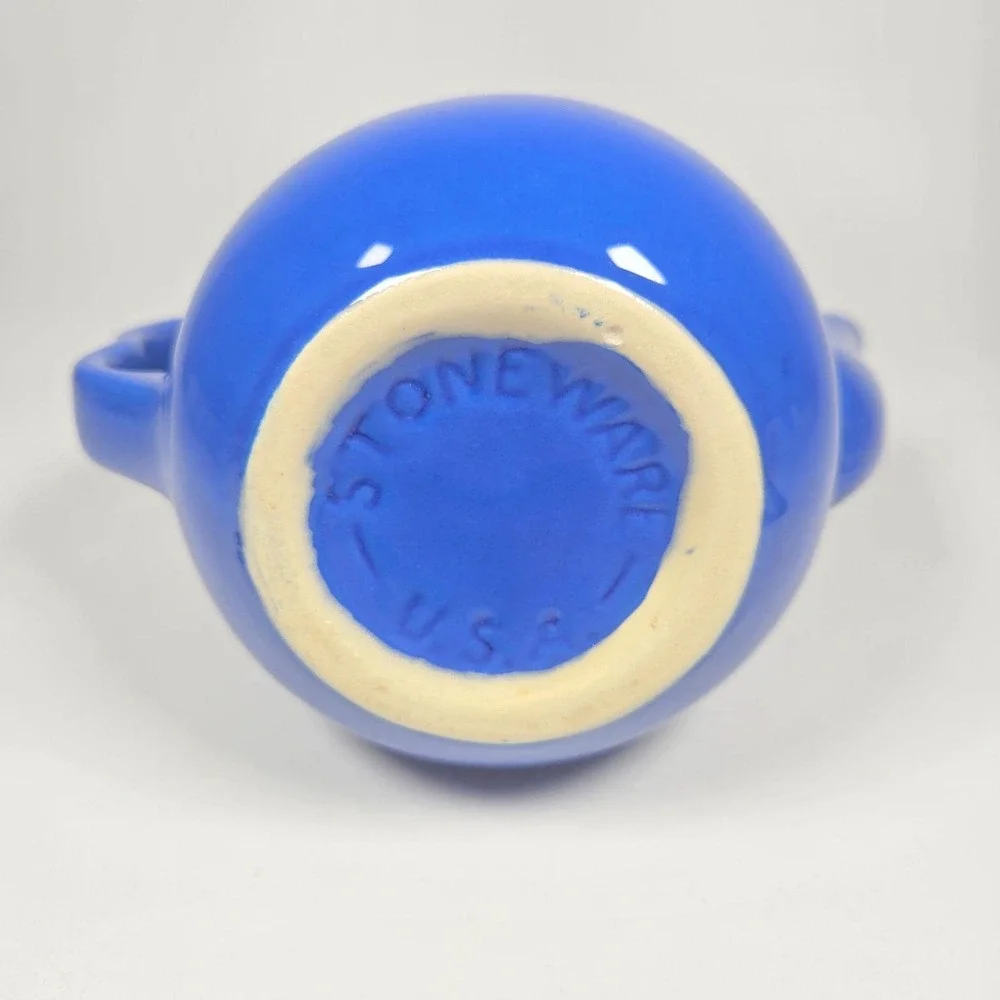 Vintage Oxford Stoneware USA Teapot with Lid Mid-Century MCM Vibrant Blue  USA‎